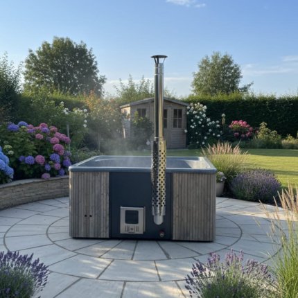 balia ogrodowa kwadratowa z piecem zintegrowanym