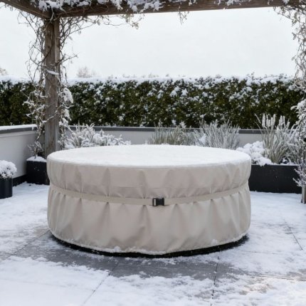 pokrowiec zimowy na meble okrągłe beżowy