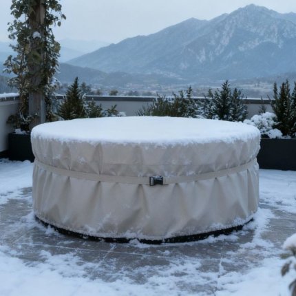 pokrowiec ochronny okrągły na meble ogrodowe chroniący przed zimą, śniegiem i mrozem