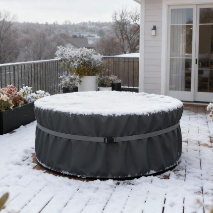 pokrowiec ochronny na meble okrągłe na zimę, chroniący przed śniegiem