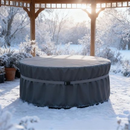 pokrowiec okrągły chroniący meble okrągłe przed śniegiem i mrozem