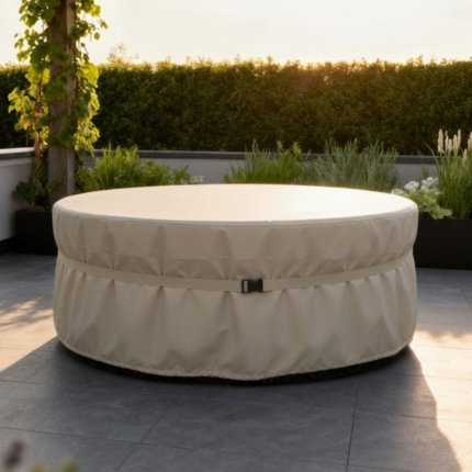 pokrowiec ochronny okrągły na meble ogrodowe w kolorze beżowym