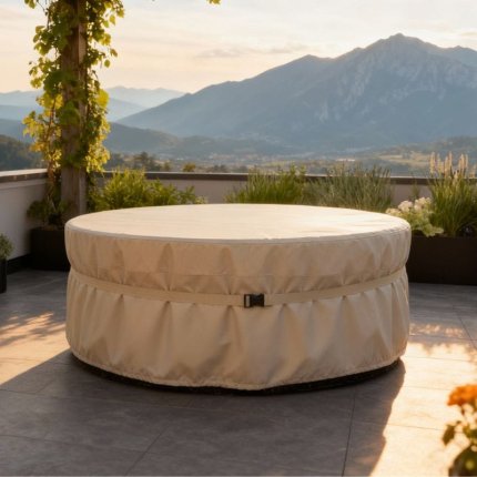 pokrowiec okrągły na meble ogrodowe, kolor beżowy