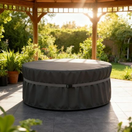 pokrowiec ochronny na meble ogrodowe okrągłe pod altaną na ogródku