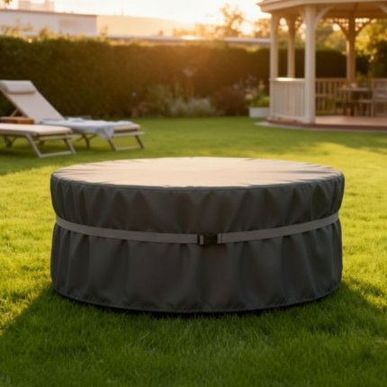 pokrowiec ochronny na meble ogrodowe okrągłe w kolorze szarym