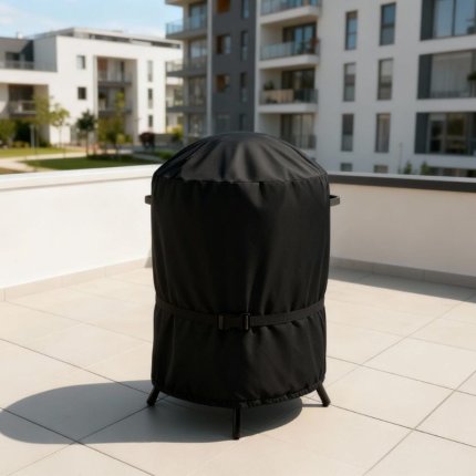 pokrowiec ochronny na grill okrągły w kolorze czarnym, na balkon