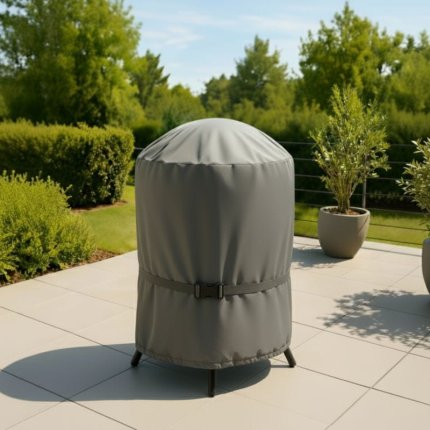 Pokrowiec na grilla okrągłego chroniący przed deszczem w kolorze szarym