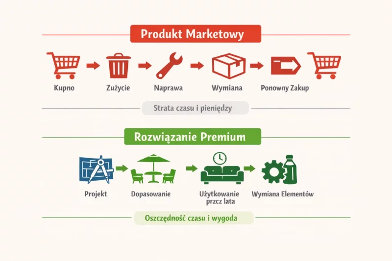Meble ogrodowe na wymiar z Modu vs z sieciówek – zestawienie kosztów w perspektywie 10 lat Trwale meble ogrodowe vs meble z sieciowki
